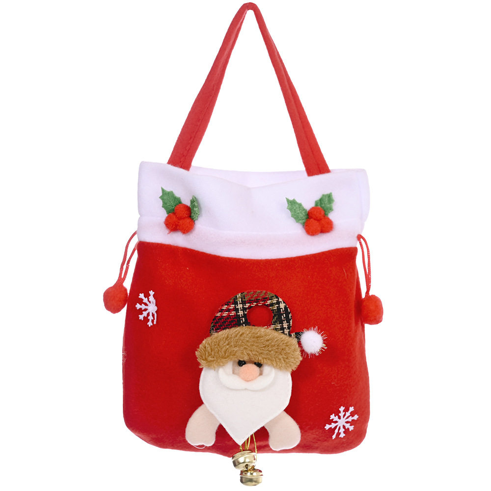Christmas Bell Ornaments Flannel Bags Creative Elderly Snowman Gift Bags Candy Bags